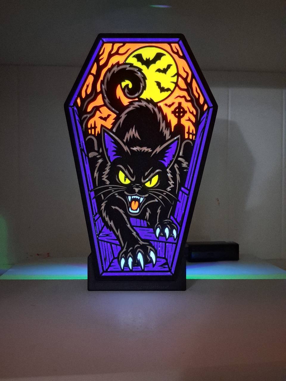 Cat Coffin LED light box – custom 3D printed – Lit Layer Creations
